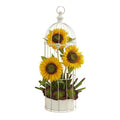 24" Sunflower, Cactus and Echeveria Artificial Arrangement in Decorative Cage