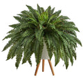 2.5'Boston Fern Artificial Plant in White Planter with Legs