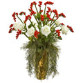 25" Rose Artificial Arrangement in Designer Gold Vase