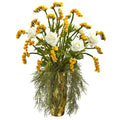 25" Rose Artificial Arrangement in Designer Gold Vase
