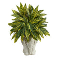25" Tradescantia Artificial Plant in White Elephant Shaped Planter (Real Touch)