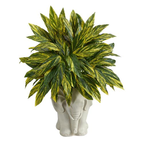 25" Tradescantia Artificial Plant in White Elephant Shaped Planter (Real Touch)