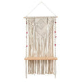 2.5'x 1.5'Bohemian Macrame Wall Hanging with Wooden Shelf
