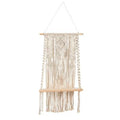 2.5'x 1.5'Hand Crafted Woven Macrame Wall Hanging with Wooden Shelf