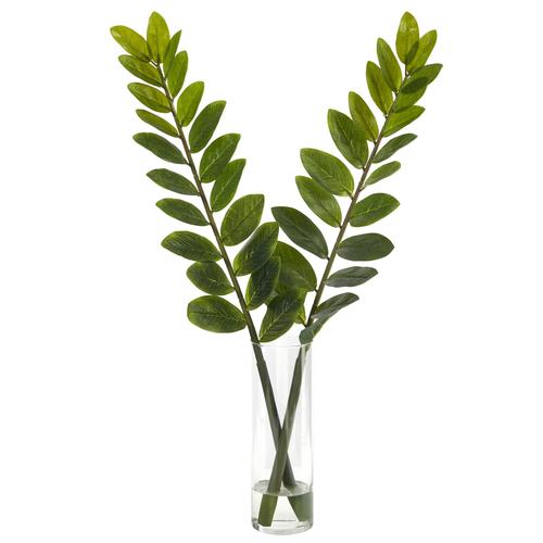 25" Zamioculcas Artificial Plant in Glass Planter