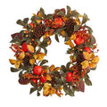26" Autumn Persimmon and Pinecones Artificial Fall Wreath