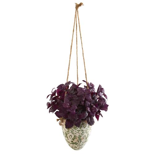 26" Basil Artificial Plant in Hanging Vase