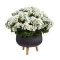 26" Geranium Artificial Plant in Black Planter with Stand UV Resistant (Indoor/Outdoor)