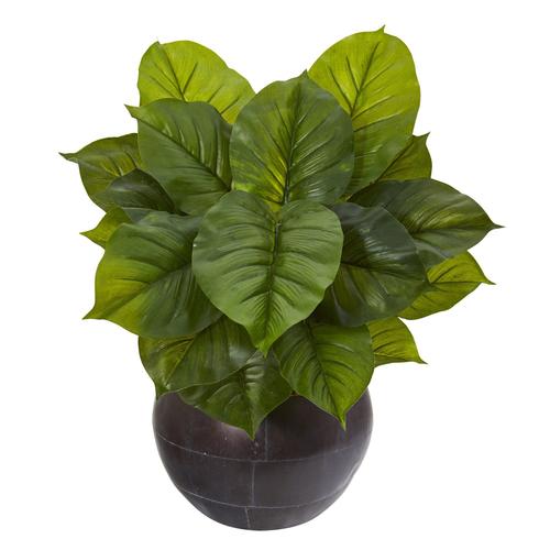 26" Large Philodendron Artificial Plant in Metal Bowl (Real Touch)