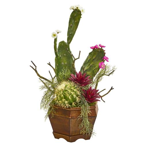 26" Mixed Cactus Artificial Plant in Decorative Planter