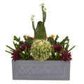 26" Mixed Cactus Succulent Artificial Plant in Stone Planter