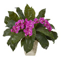 26" Phalaenopsis Orchid and Bird’s Nest Fern Artificial Plant in Country White Planter