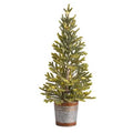 26" Pine “Natural Look" Artificial Christmas Tree with 35 Warm White Lights in Rustic Metal Planter