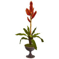 26" Tropical Bromeliad Artificial Plant in Metal Chalice