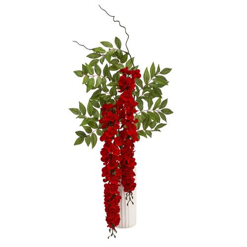 26" Wisteria Artificial Arrangement in White Vase