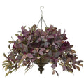 27" Fall Laurel Leaf with Berries Artificial Plant in Metal Hanging Bowl