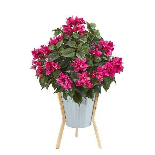 28" Bougainvillea Artificial Plant in Green Planter with Legs