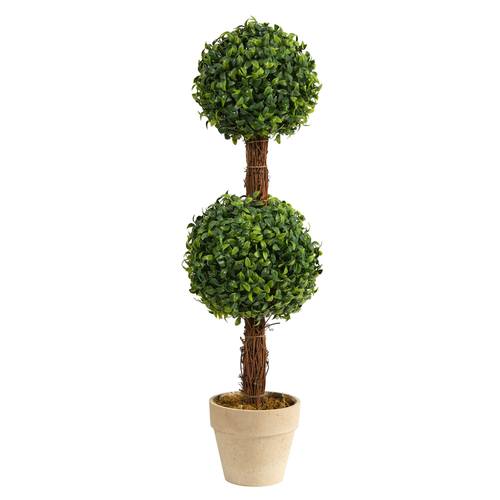 28" Boxwood Double Ball Topiary Artificial Tree (Indoor/Outdoor)