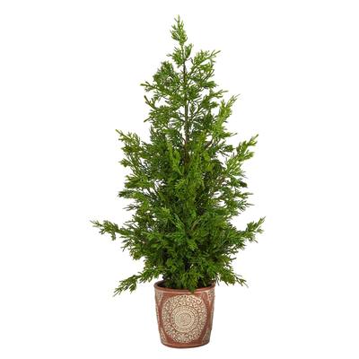 28" Cedar Pine “Natural Look" Artificial Tree in Decorative Planter