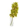 28" Cymbidium Orchid Artificial Arrangement in Glass Vase