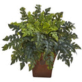 28" Holly Fern Artificial Plant in Brown Planter