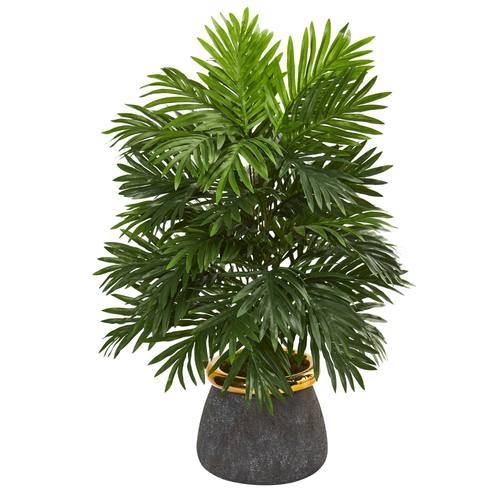 29" Areca Palm Artificial Plant in Planter with Brass Trimming