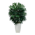 3'Bamboo Palm Artificial Plant in White Metal Planter