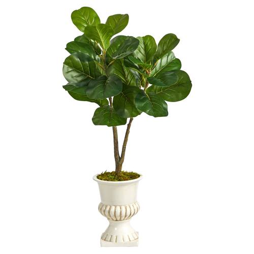 3'Fiddle Leaf Fig Artificial Tree in White Urn