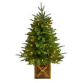 3'Finland Fir Artificial Christmas Tree in Decorative Planter with 272 Bendable Branches and 50 Warm White Lights