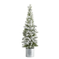 3'Flocked Christmas Artificial Pine Tree in Tin Planter