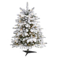 3'Flocked North Carolina Fir Artificial Christmas Tree with 150 Warm White Lights and 545 Bendable Branche