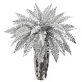 3'Metallic Silver Boston Fern Artificial Plant in Silver Planter