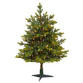 3'North Carolina Fir Artificial Christmas Tree with 150 Clear Lights and 563 Bendable Branches
