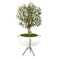 3'Olive Artificial Tree in White Planter with Metal Stand