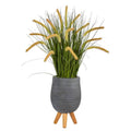 3'Onion Grass Artificial Plant in Gray Planter with Stand
