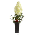 3'Peegee Hydrangea and Succulent Artificial Arrangement in Black Vase