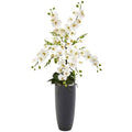 3'Phalaenopsis Orchid Artificial Arrangement in Gray Vase