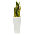 3'Sansevieria Artificial Plant in Tall White Planter