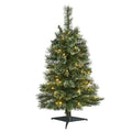 3'Wisconsin Slim Snow Tip Pine Artificial Christmas Tree with 50 Clear LED Lights
