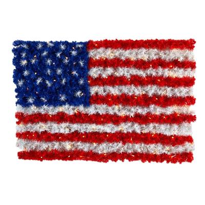 3'x 2'Red, White, and Blue “American Flag" Wall Panel with 100 Warm LED Lights (Indoor/Outdoor)
