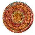 3'x 3'Hand Braided Boho Colorful Chindi Round Rug