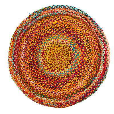 3'x 3'Hand Braided Boho Colorful Chindi Round Rug