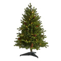 3'Yukon Mountain Fir Artificial Christmas Tree with 50 Clear Lights and Pine Cones