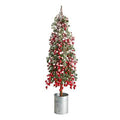 30" Flocked Berry Artificial Christmas Tree in Decorative Planter
