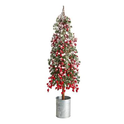 30" Flocked Berry Artificial Christmas Tree in Decorative Planter