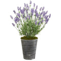 30" Lavender Artificial Plant in Black Embossed Tin Planter