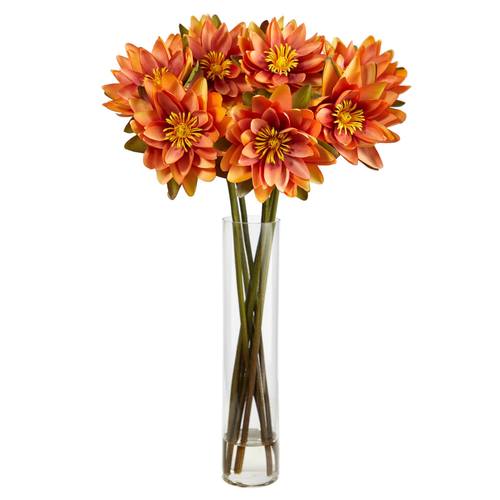 30" Lotus Artificial Arrangement in Cylinder Vase