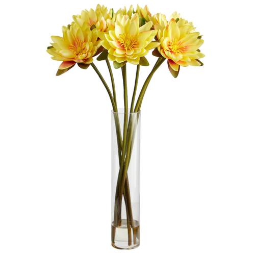 30" Lotus Artificial Arrangement in Cylinder Vase