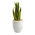 30" Sansevieria Artificial Plant in White Planter