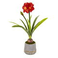 32" Amaryllis Artificial Plant in Planter with Gold Trimming